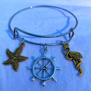 Brand New! Handmade! Adjustable Charm Bangle Bracelet!